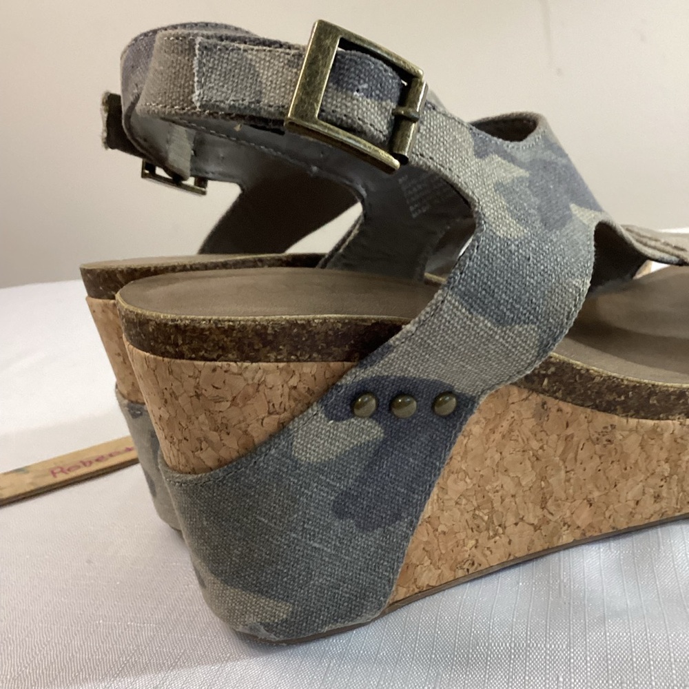 Sugar Camo Fabric Cork Platform Sandals Size 8 - Picture 3 of 15